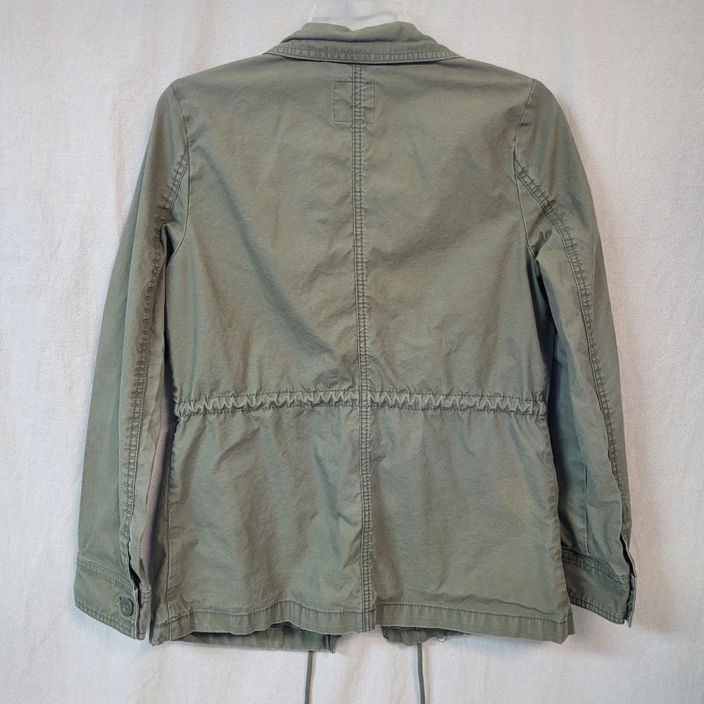 Old Navy Olive Utility Drawstring Jacket 100% cotton Full Zip Military- Womens S